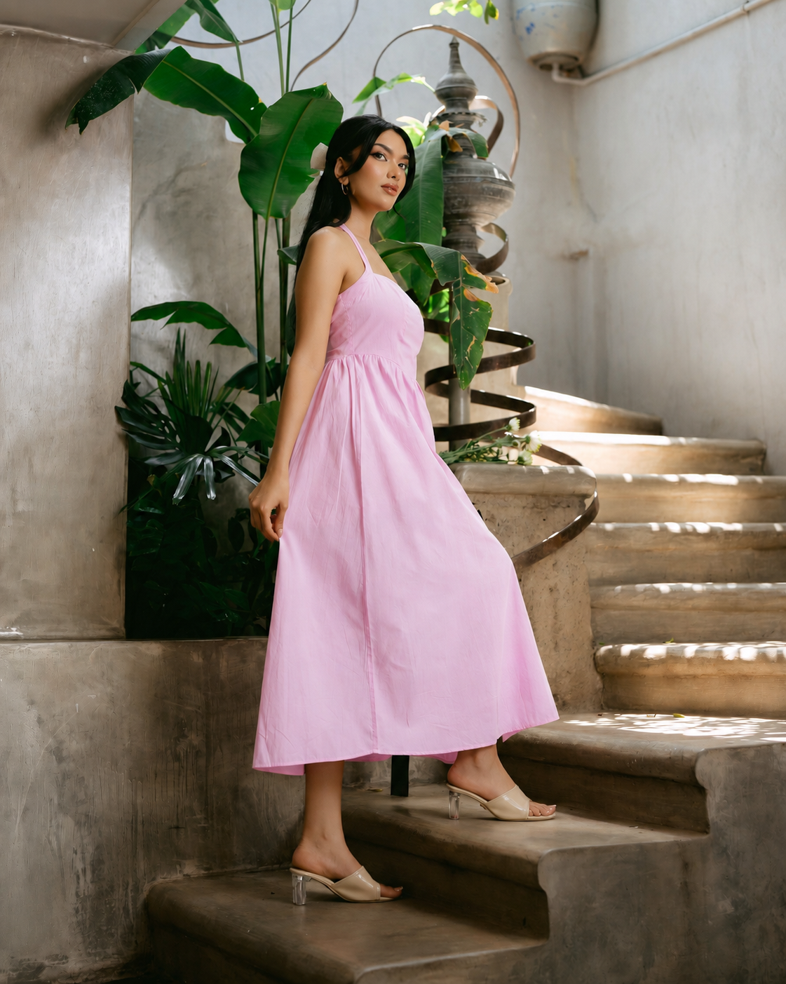 Criss-Cross Neck Tie-Up Dress