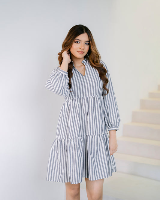 Balloon Sleeve Stripes Dress