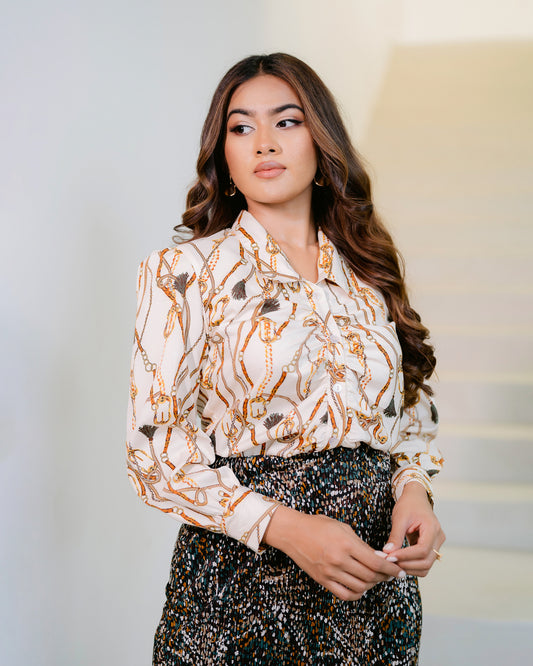 Front Gathered Long Sleeve Top