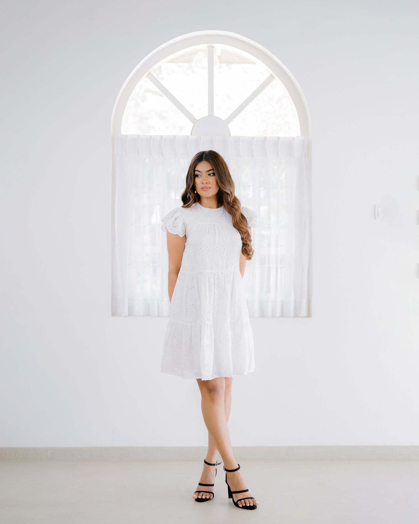 Tiered Cut Lawn Short Dress