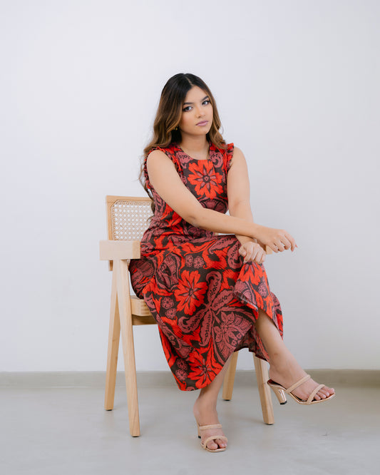 Ruffle Hem Sleeve Detail Dress