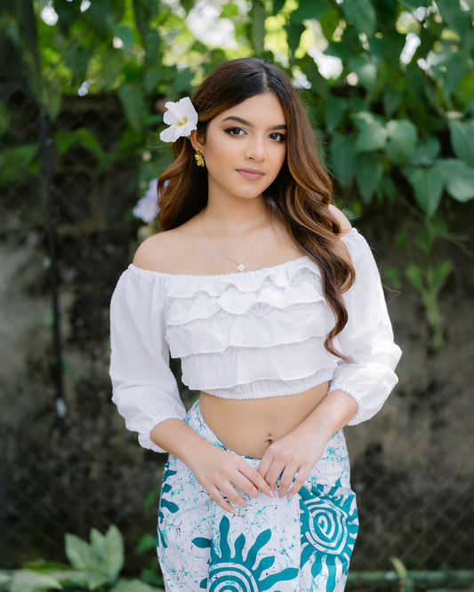 Ruffle Tired Crop Top & Lungi