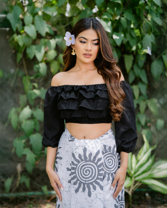 Ruffle Tired Crop Top & Lungi