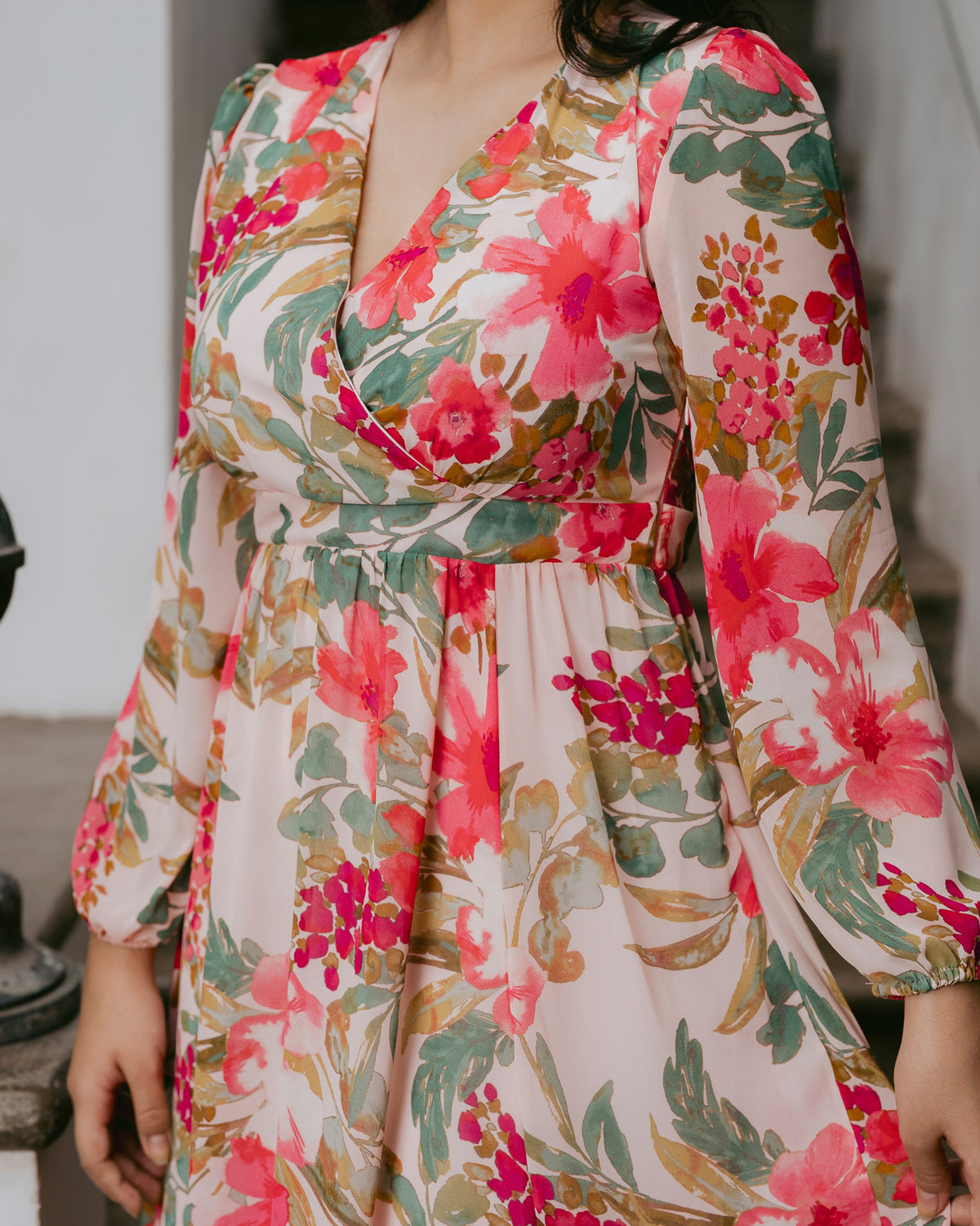 Long-Sleeve Printed Maxi Dress