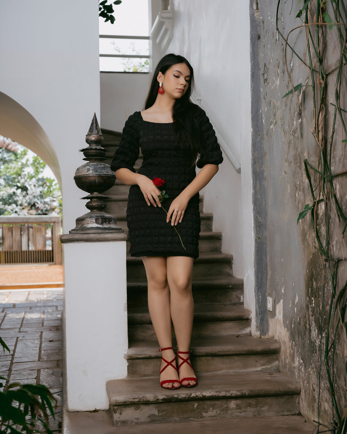 Puff Sleeve Short Dress