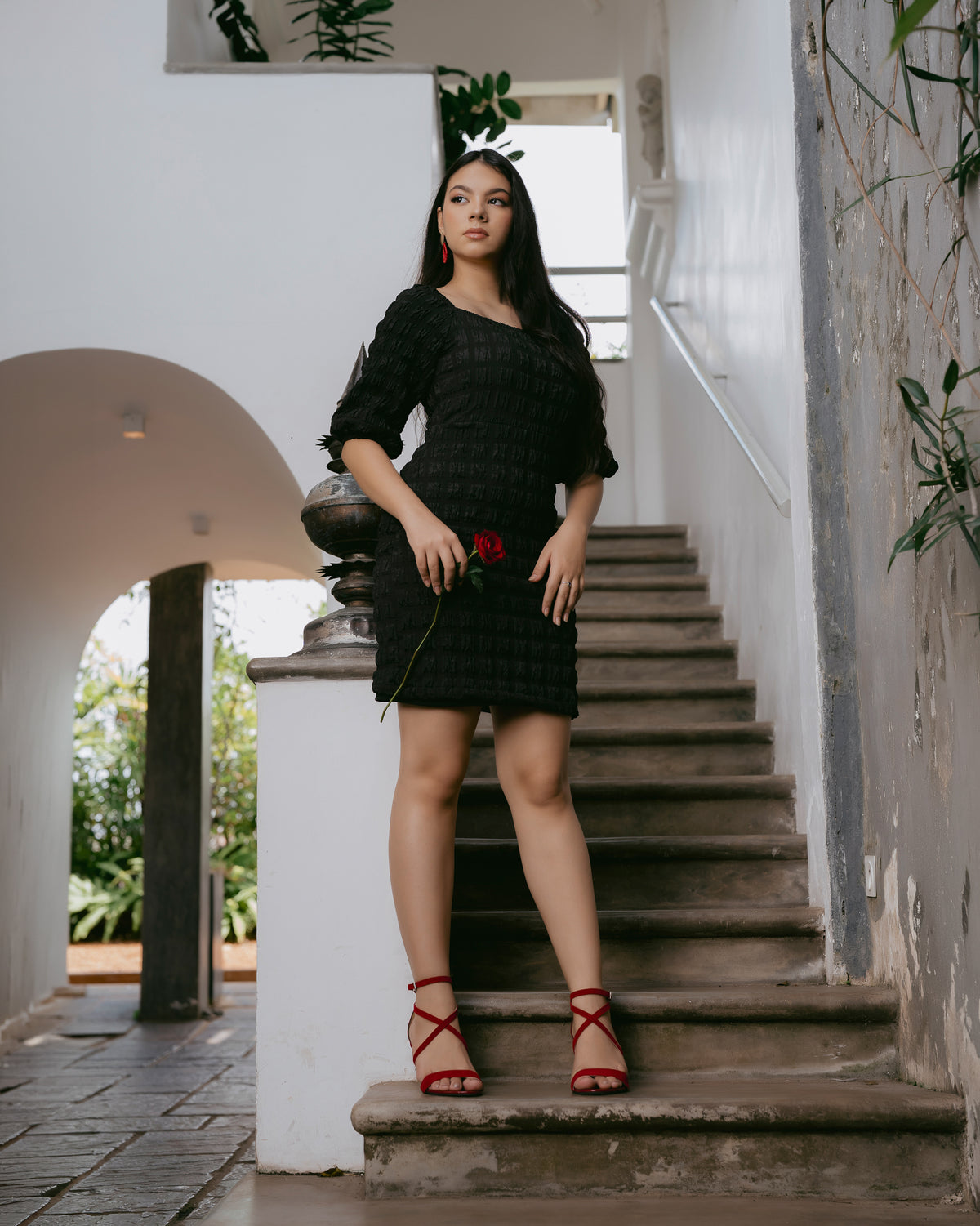 Puff Sleeve Short Dress