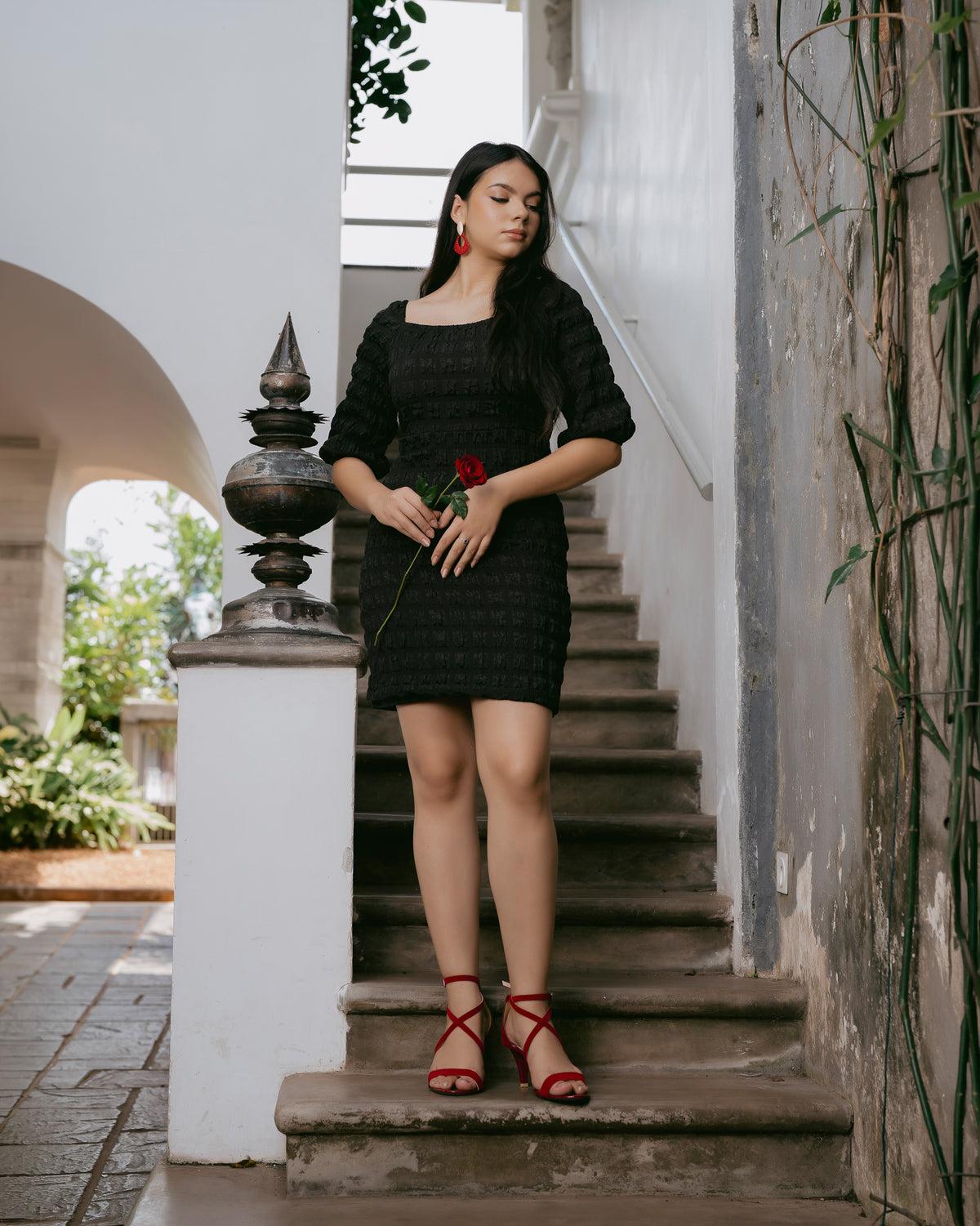 Puff Sleeve Short Dress