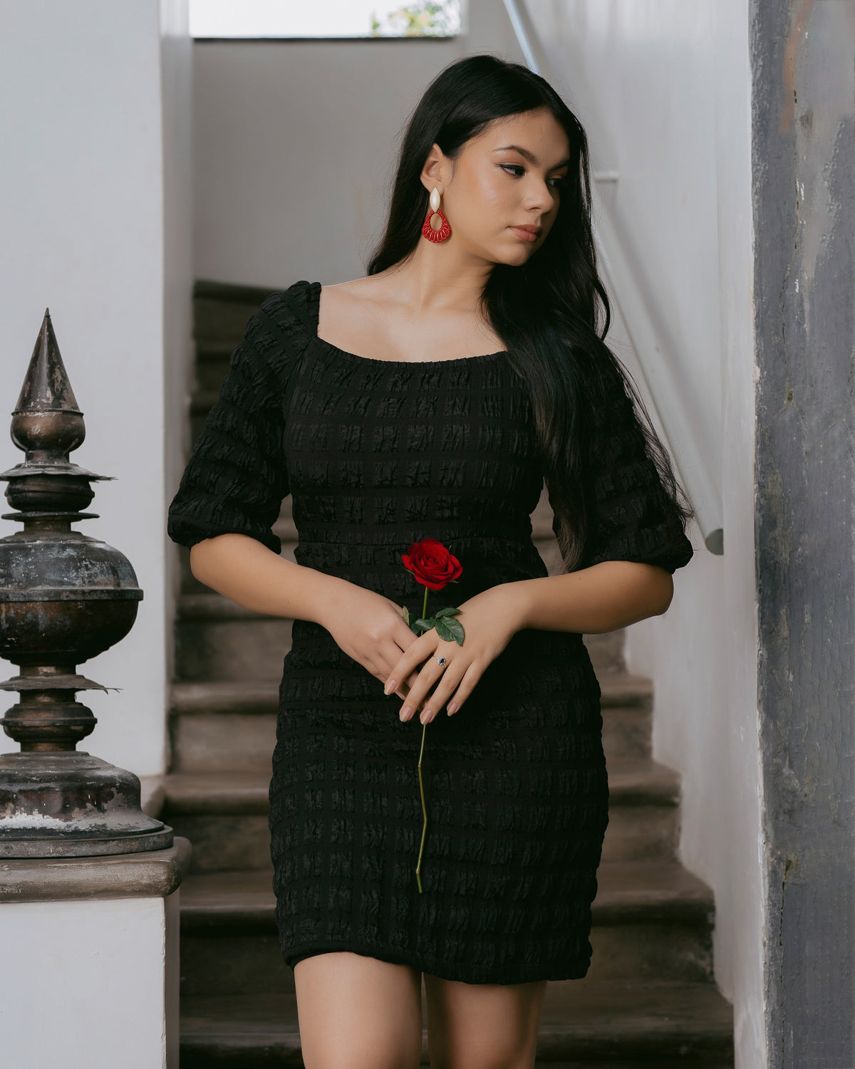 Puff Sleeve Short Dress