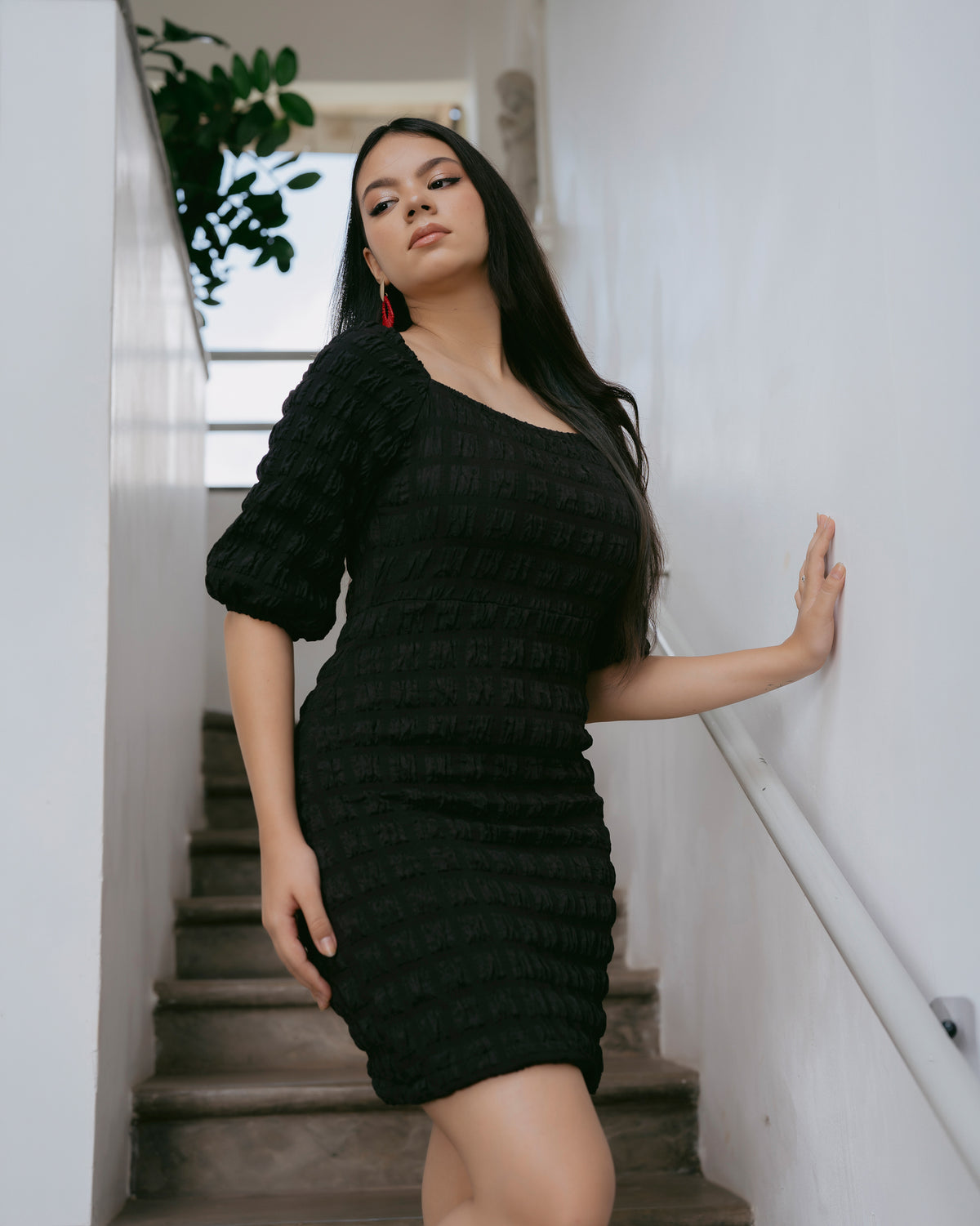 Puff Sleeve Short Dress