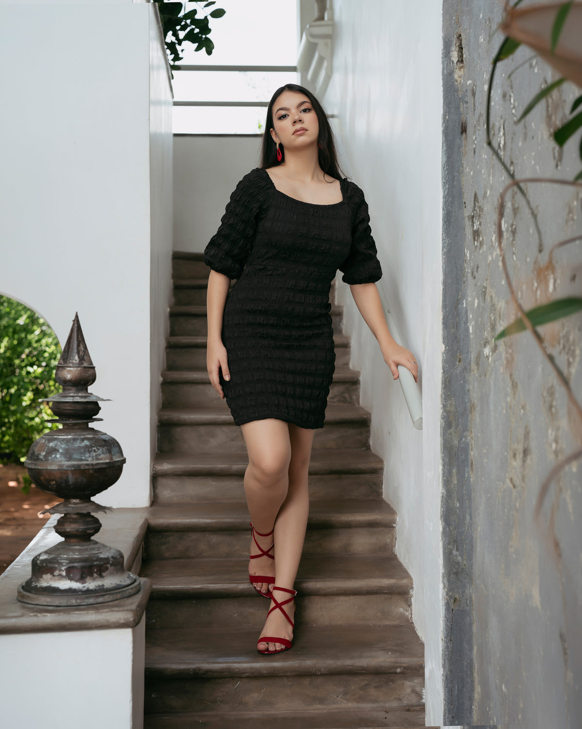 Puff Sleeve Short Dress
