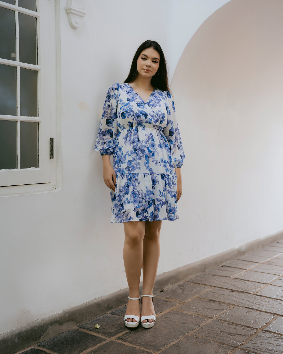 Long-Sleeve Printed Dress