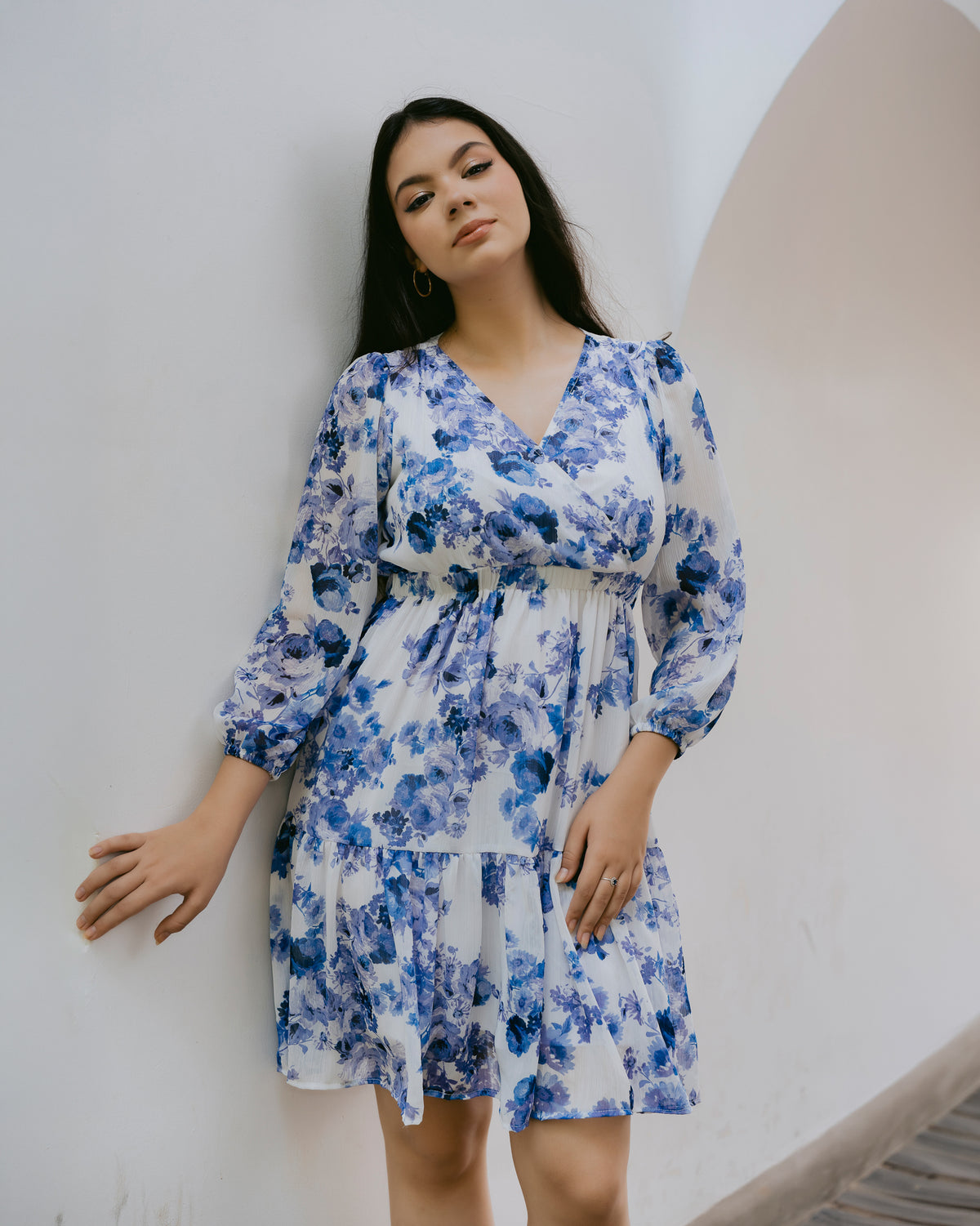 Long-Sleeve Printed Dress