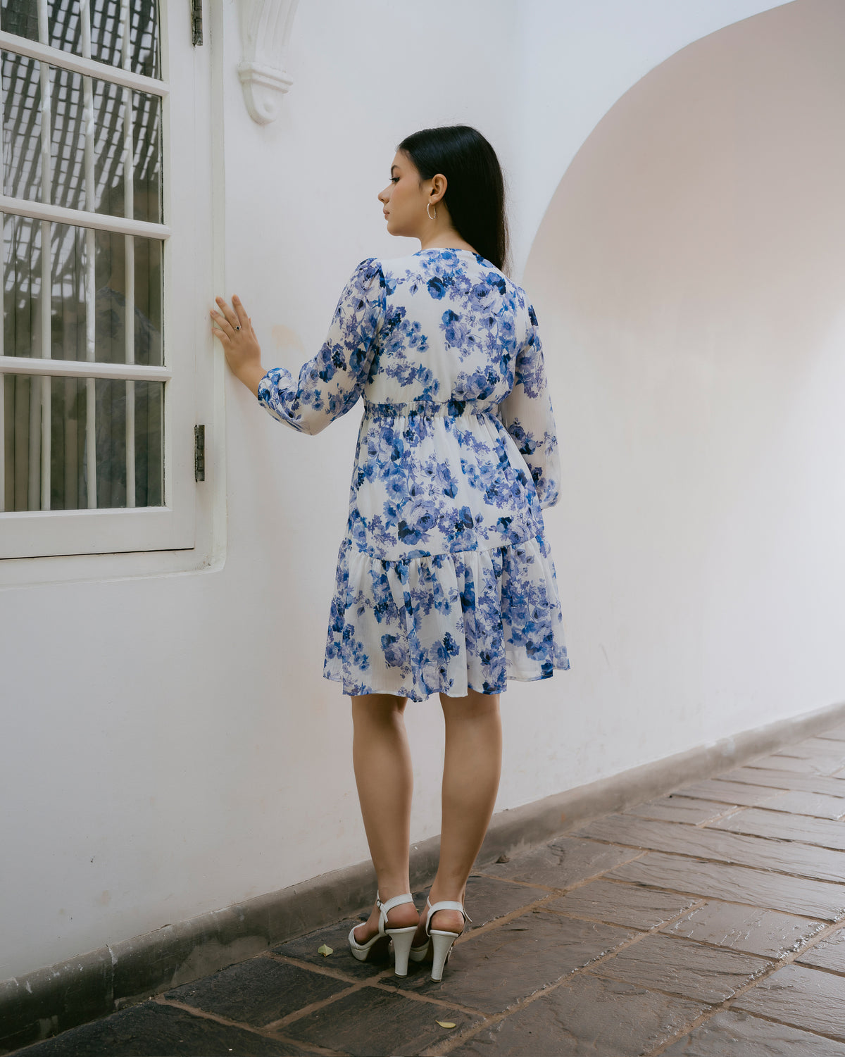 Long-Sleeve Printed Dress