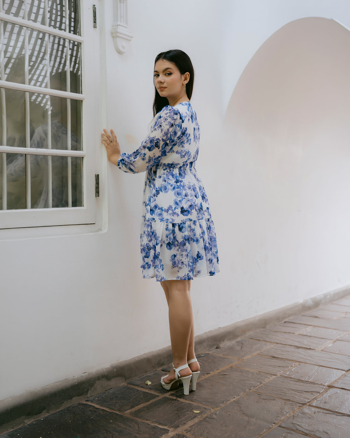 Long-Sleeve Printed Dress