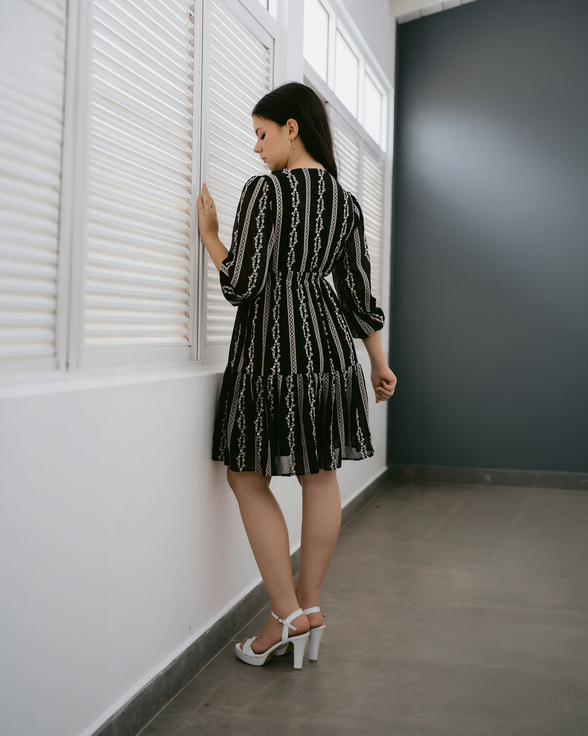 Long-Sleeve Printed Dress