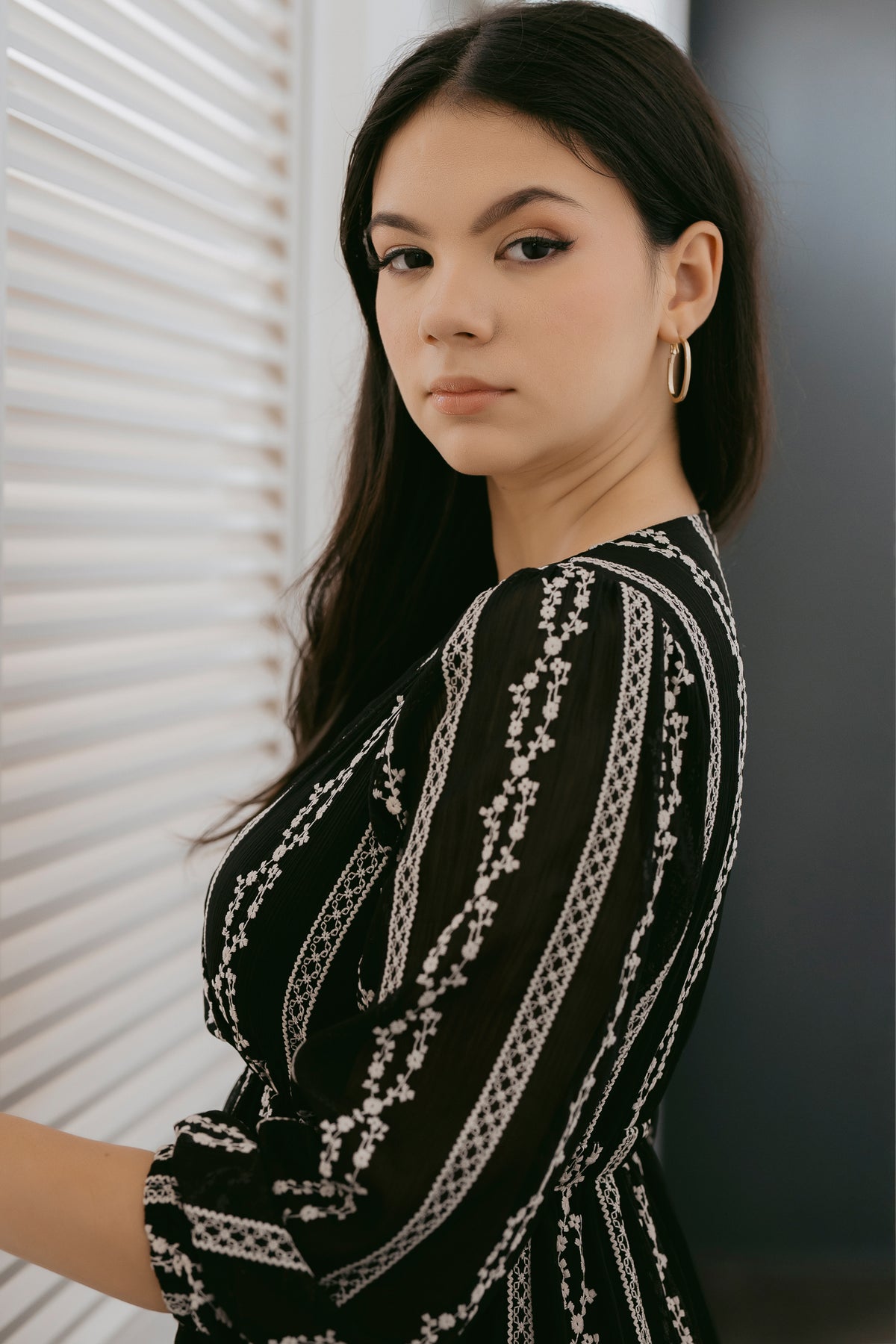 Long-Sleeve Printed Dress