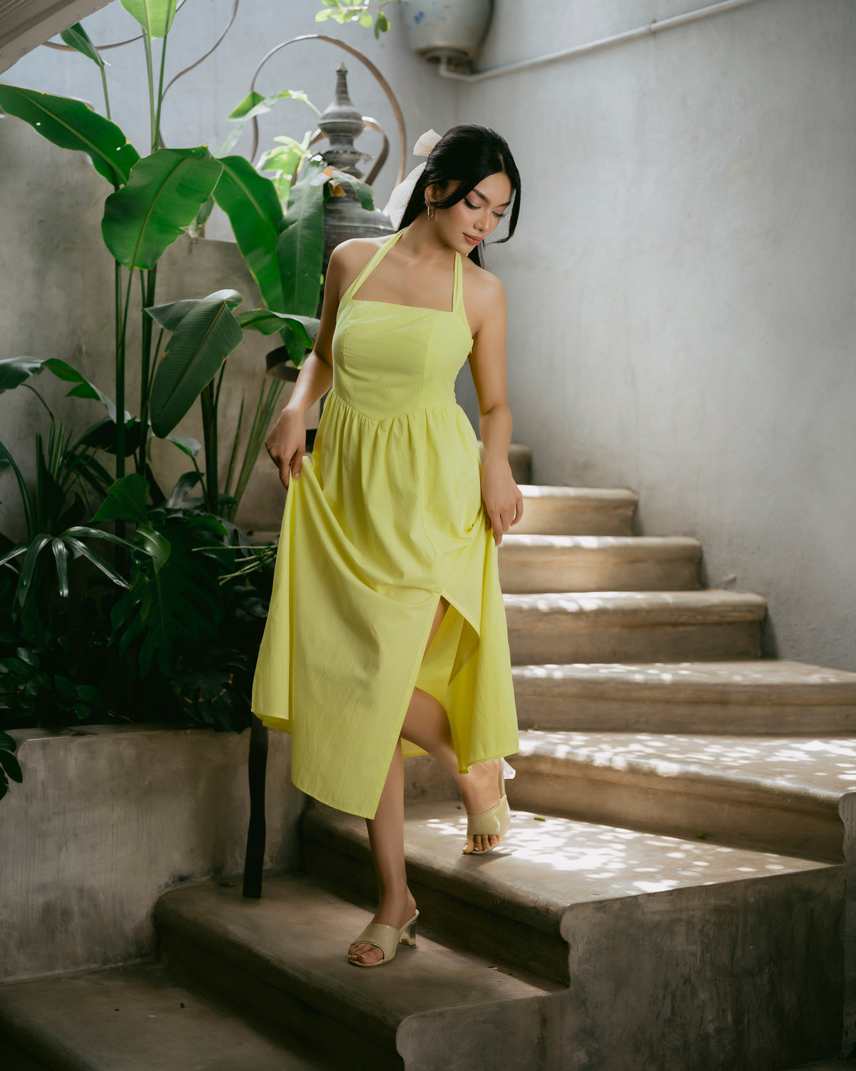 Criss-Cross Neck Tie-Up Dress
