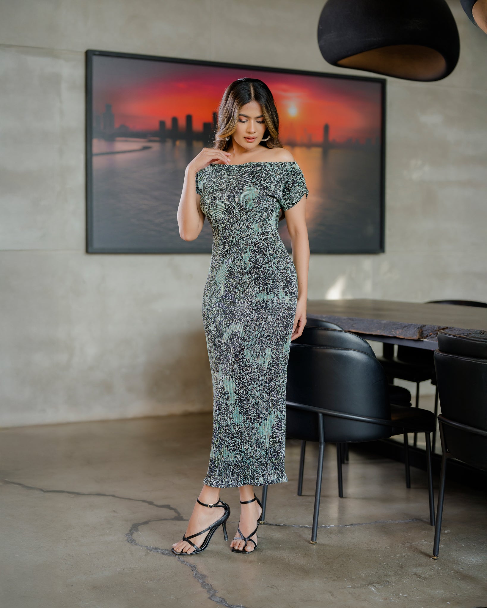 Drop Shoulder Printed Dress