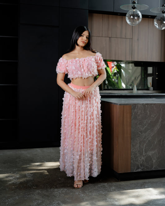Floral Mesh Skirt & Top