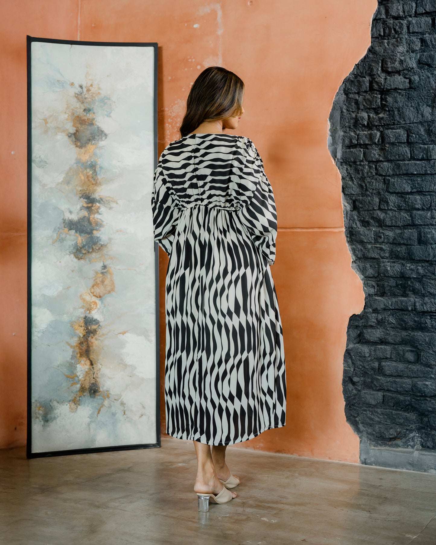 Sleeve & Waist Gathered Dress