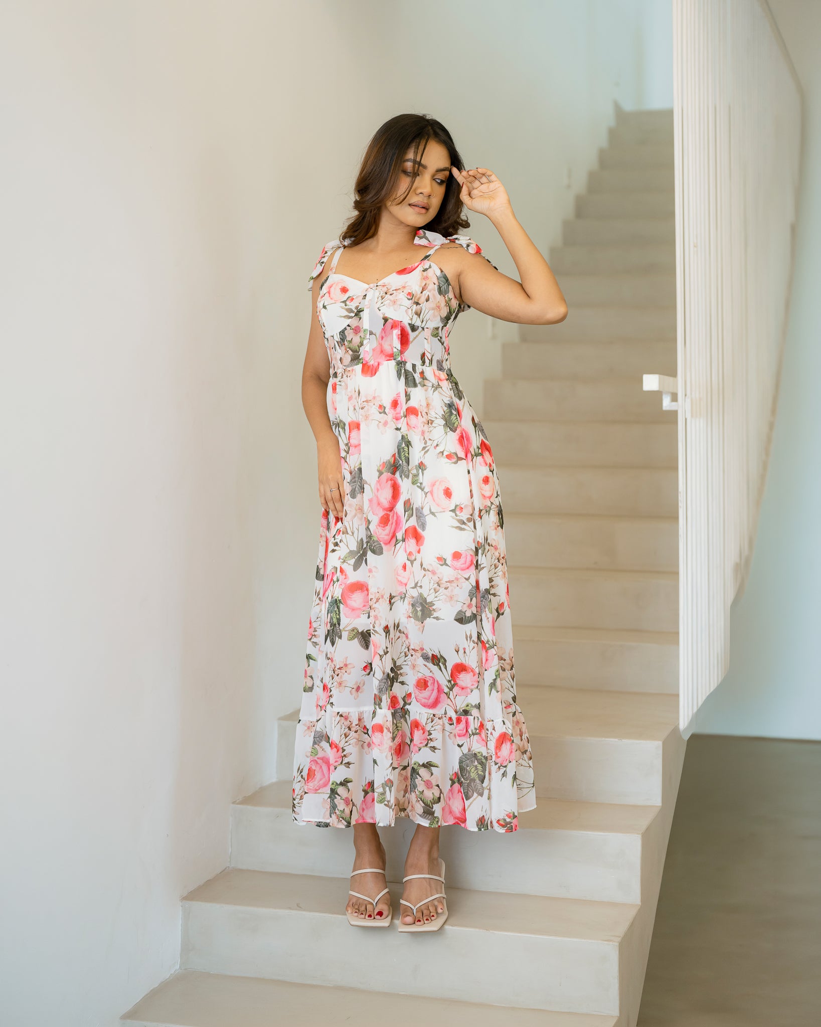 Strappy Corset Tired Hem Dress