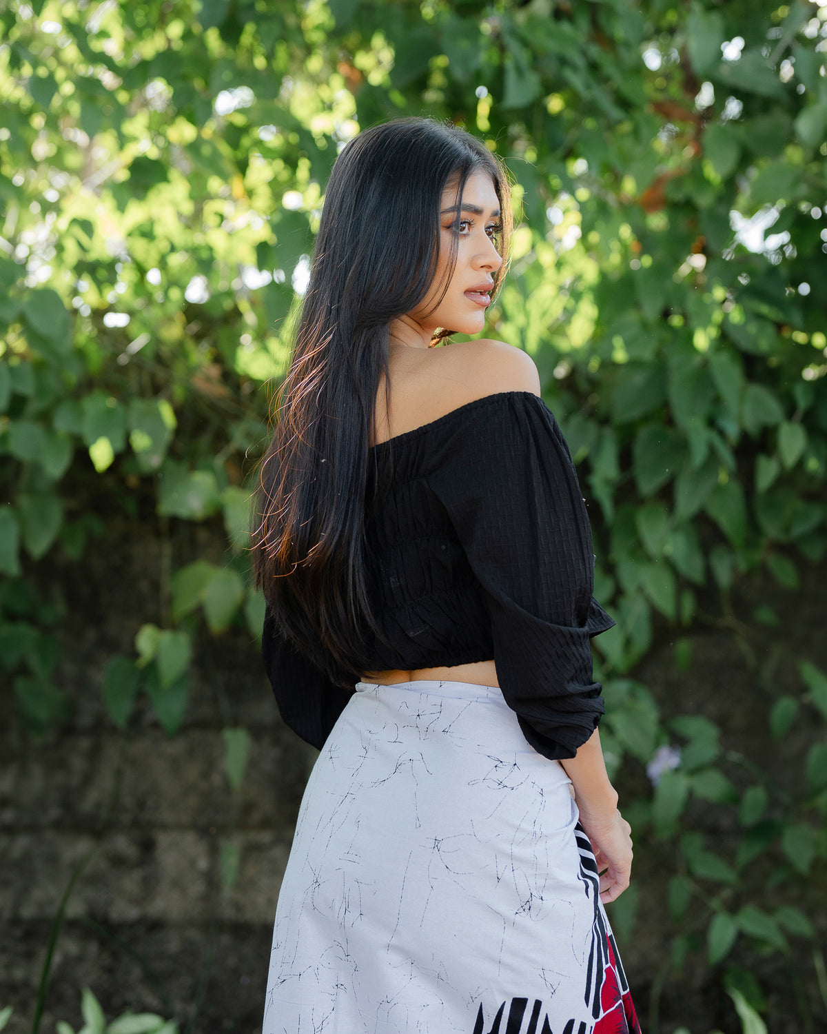 Ruffle Long Sleeve Crop Top