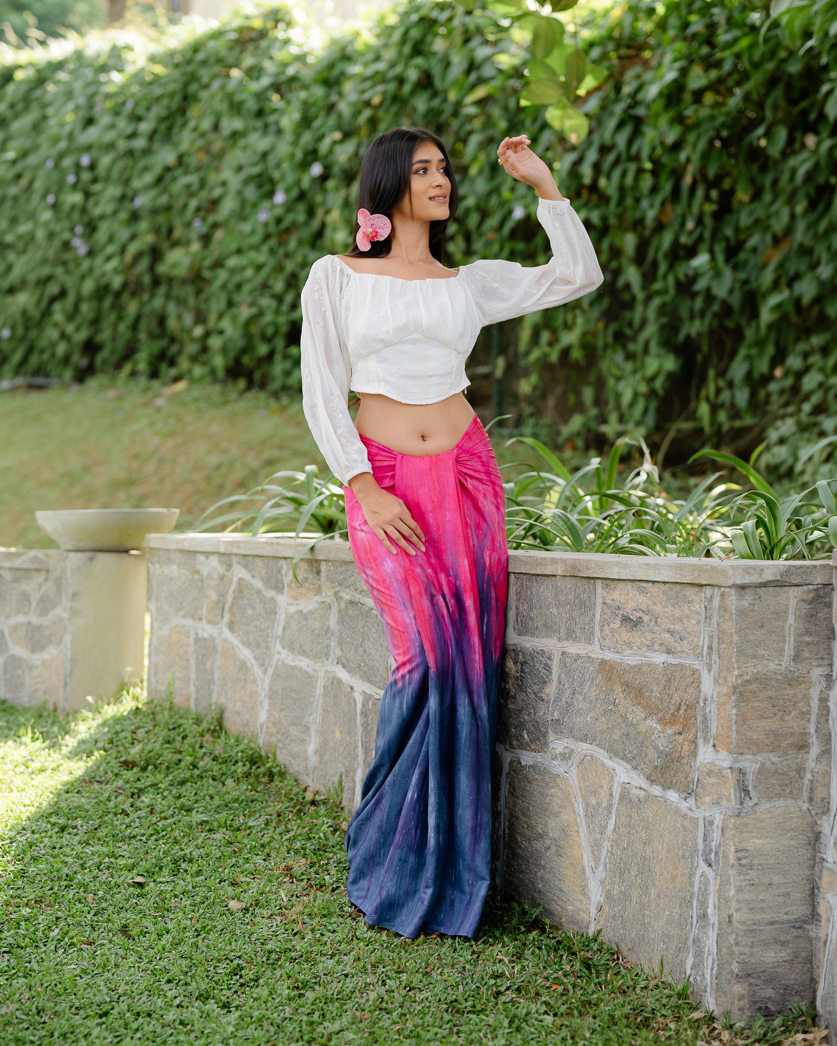 Embroidered Georgette Crop Top