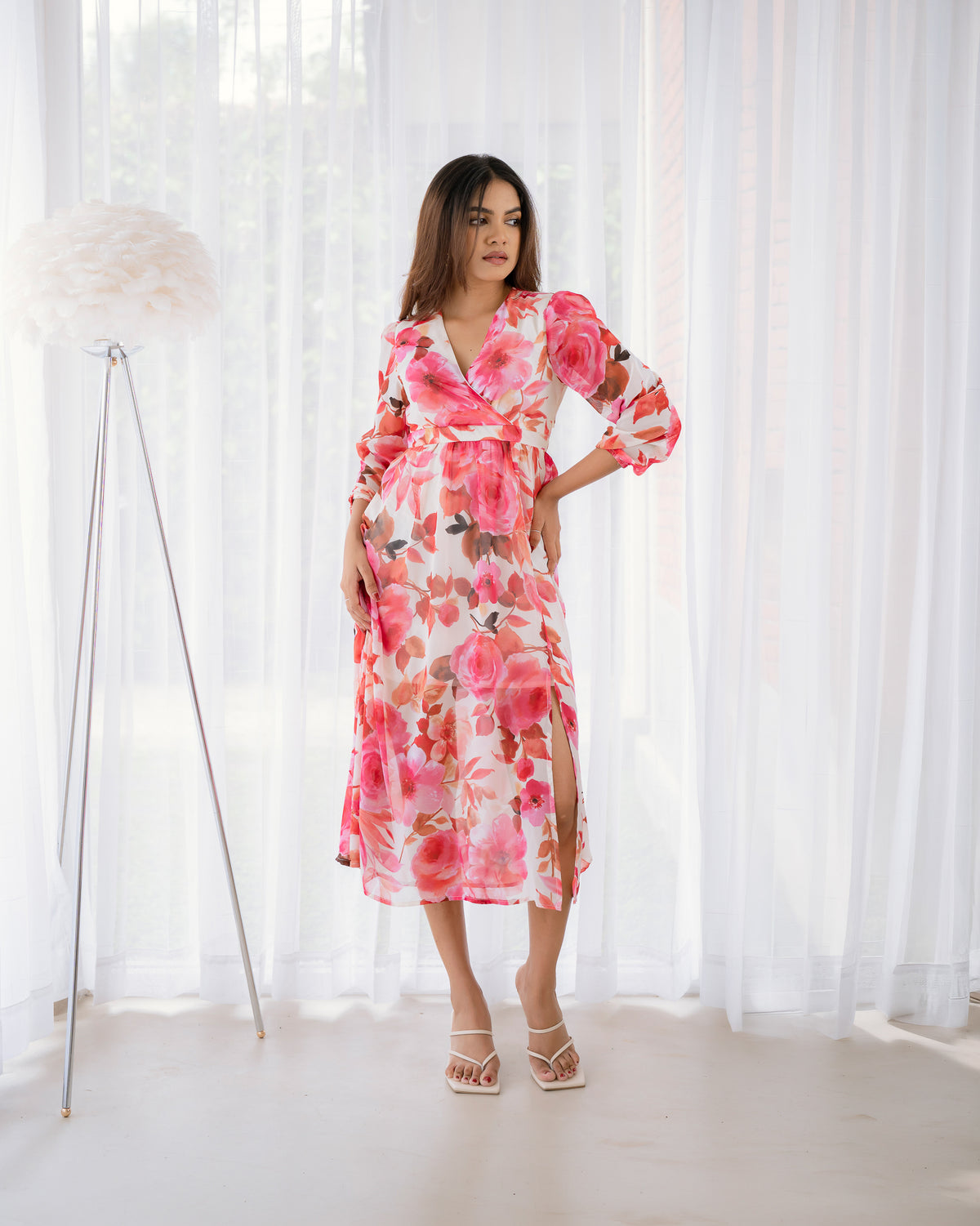 Long Sleeve Printed Maxi Dress
