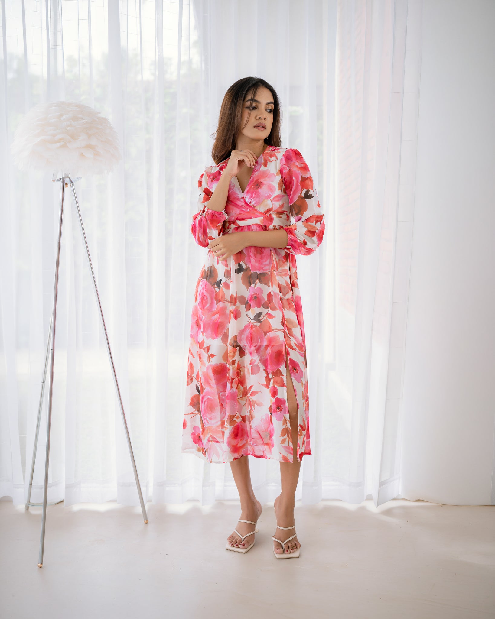 Long Sleeve Printed Maxi Dress