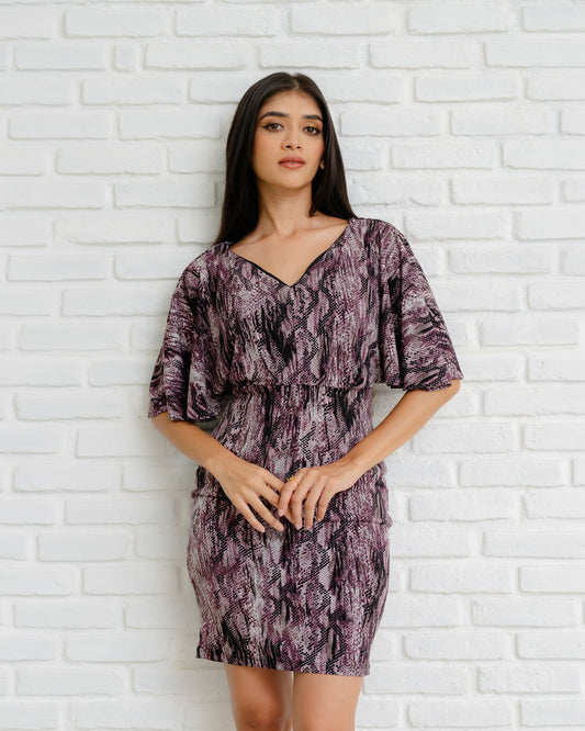 Wide Ruffle Sleeve Short Dress