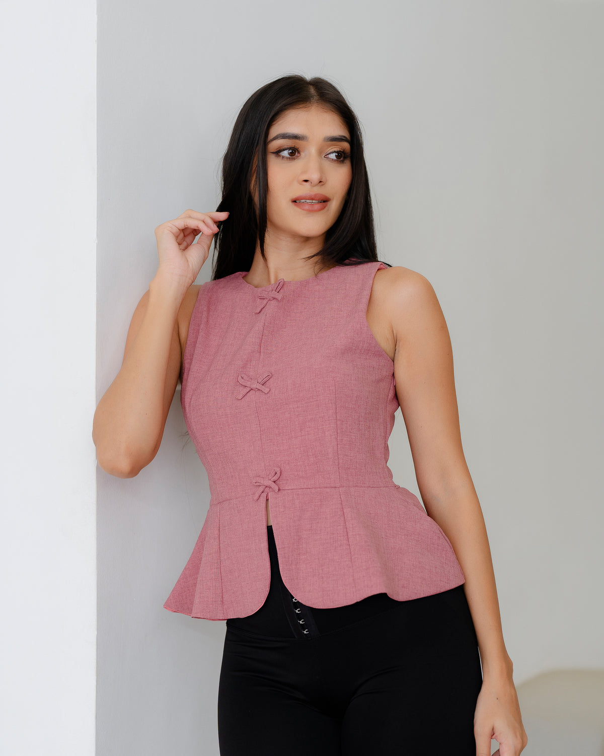Flared Hem Bow Detail Top