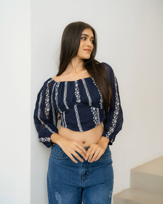 Long Sleeve Embroidered Top