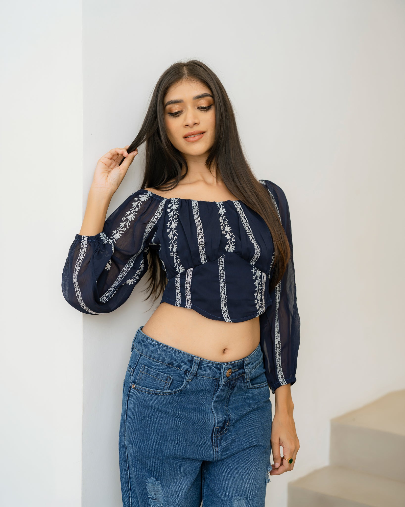 Long Sleeve Embroidered Top