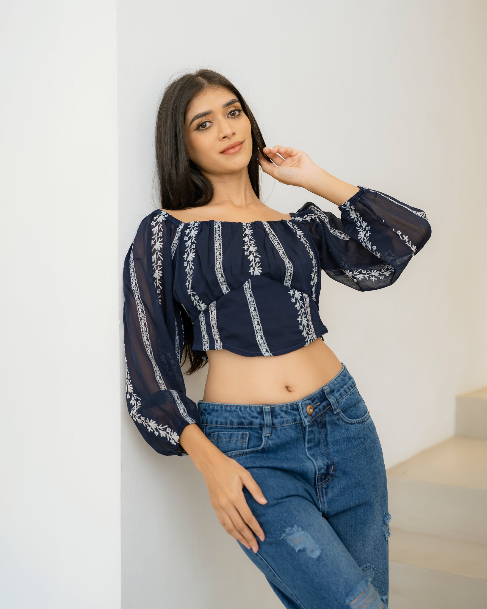 Long Sleeve Embroidered Top