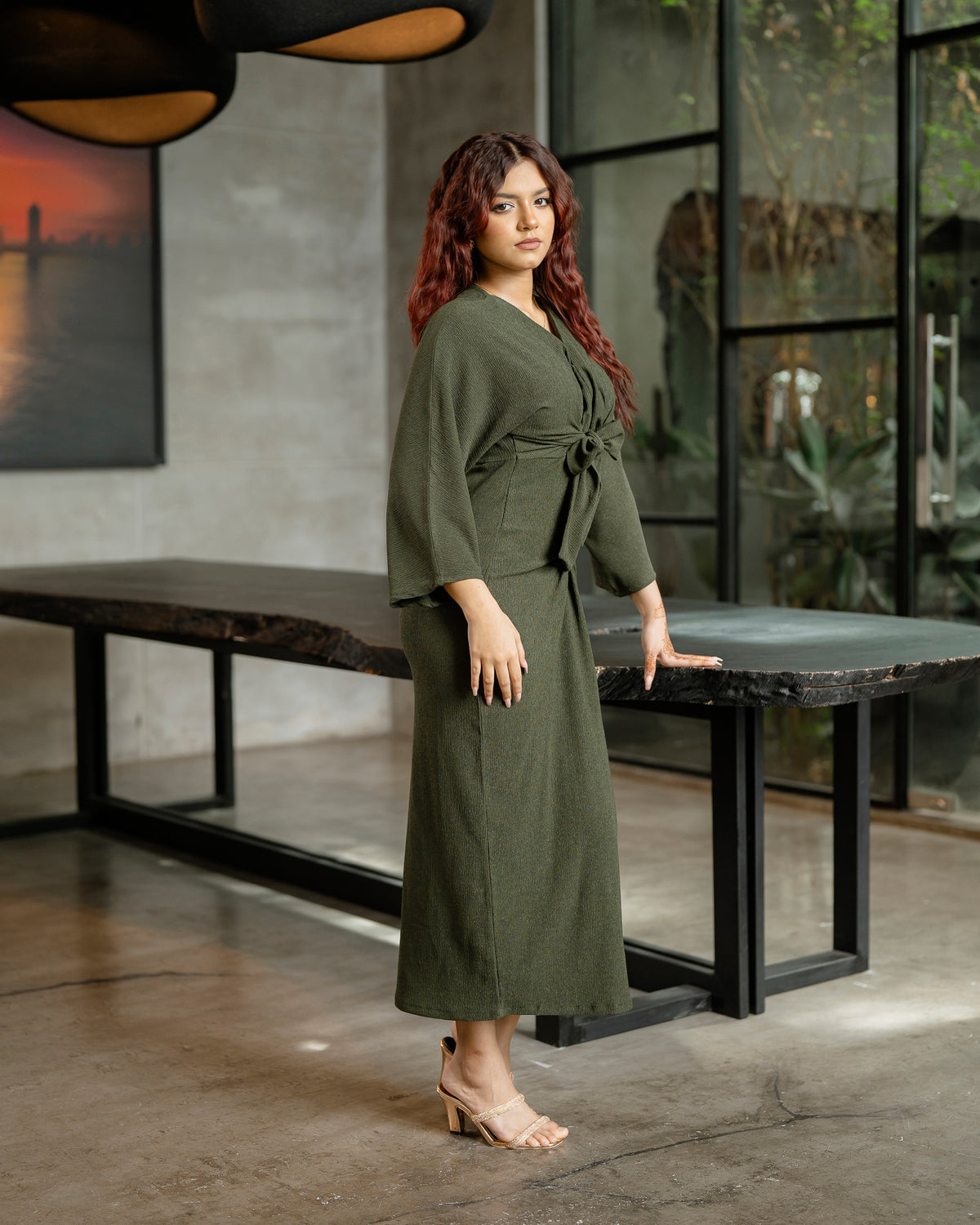 Front Tie Up Long Dress