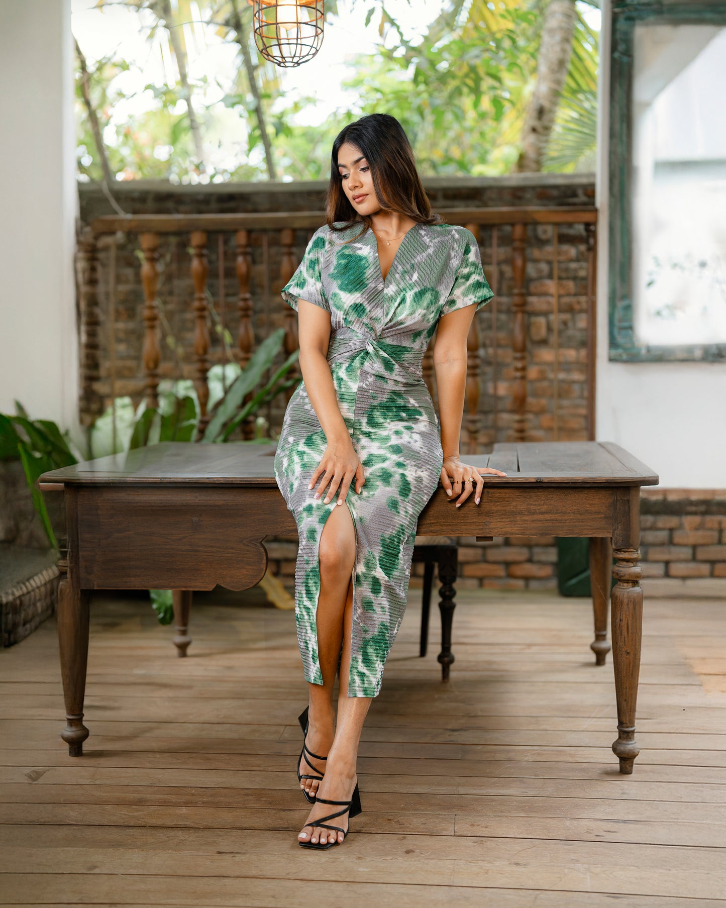Front Twist Printed Dress