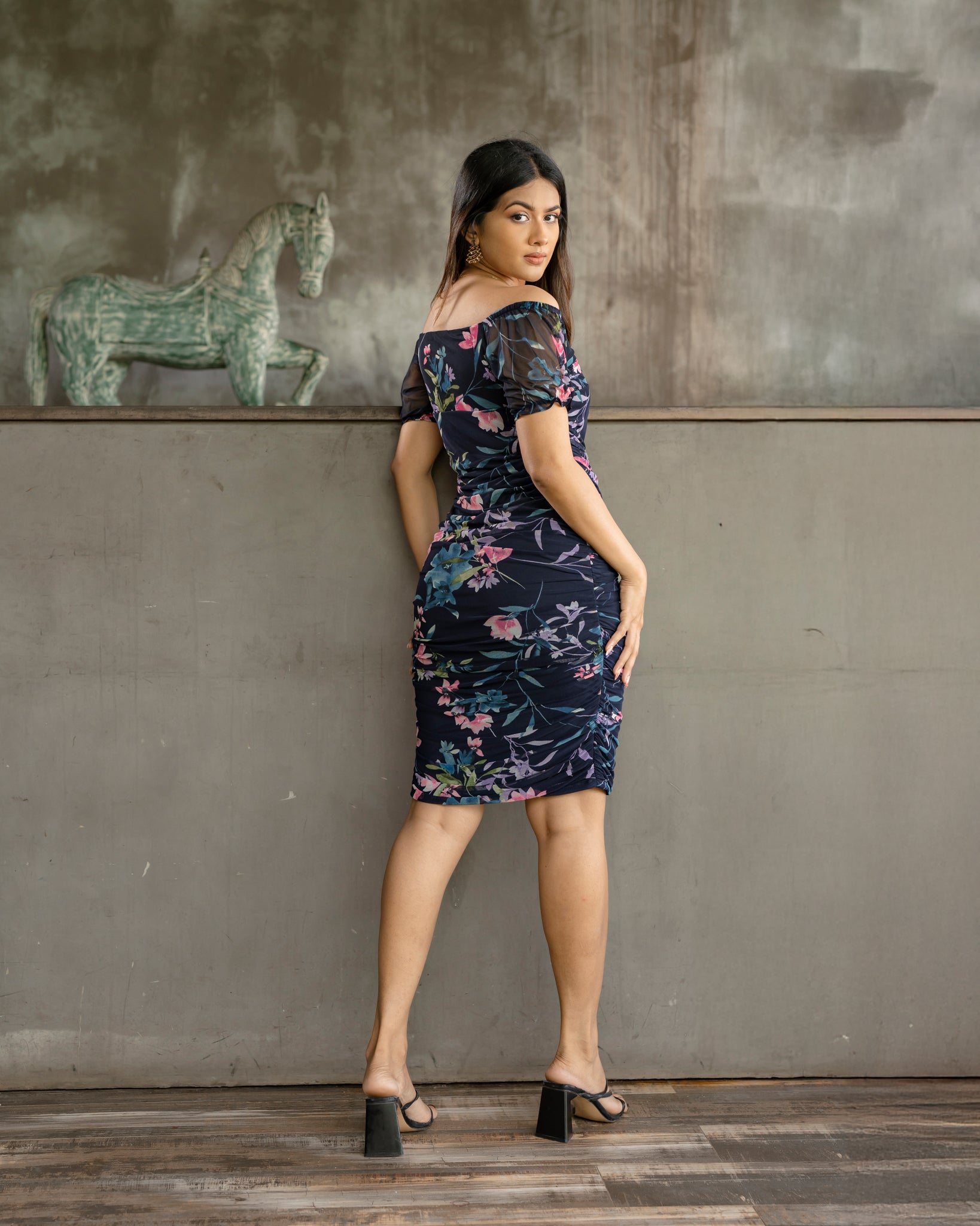 Floral Gathered Short Dress