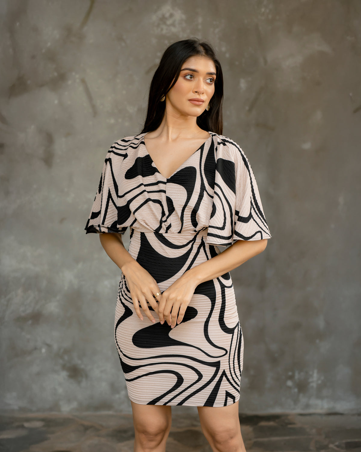 Wide Sleeve Short Dress