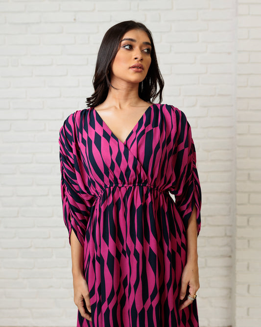 Sleeve and Waist Gathered Details Dress