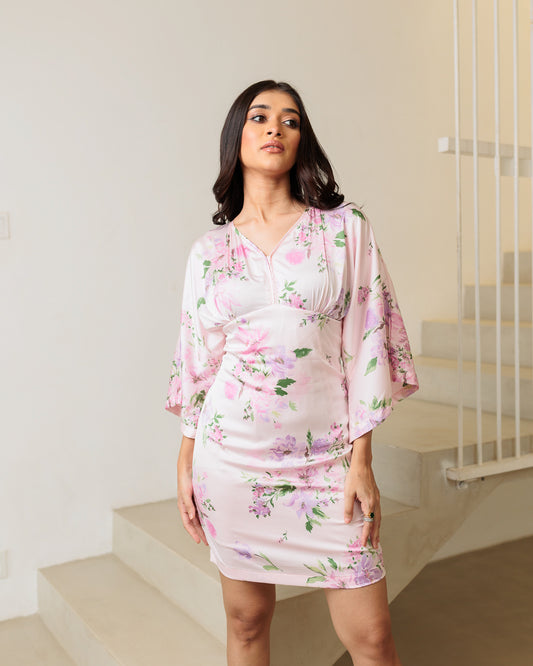 Wide Sleeve Printed Mini Dress