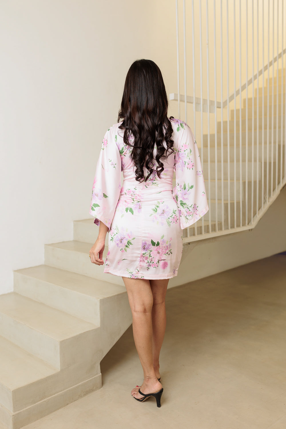 Wide Sleeve Printed Mini Dress