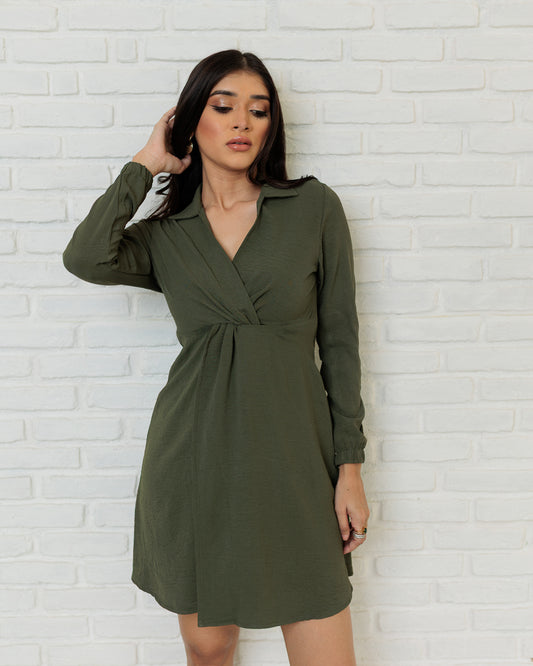 Front Twist Shirt Dress