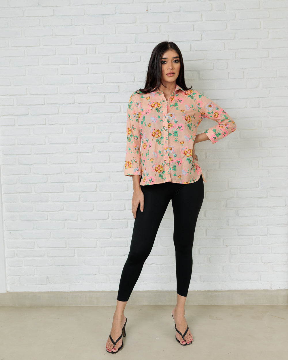 Printed Floral Back Knot Shirt Top