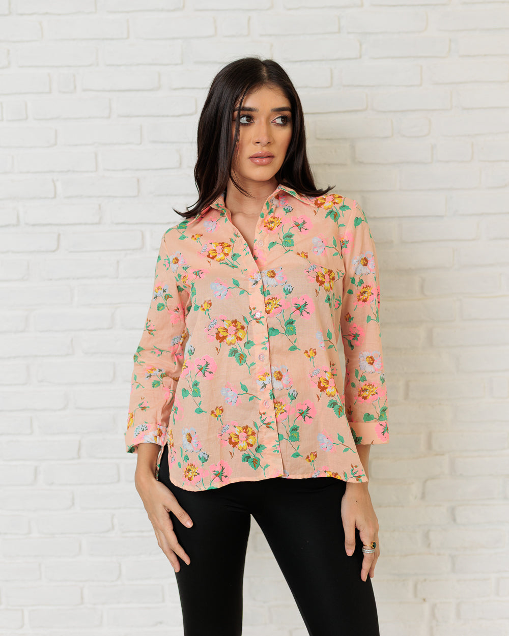 Printed Floral Back Knot Shirt Top