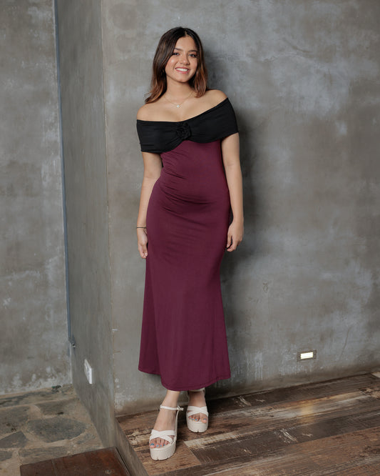 Off Shoulder Flower Detail Dress