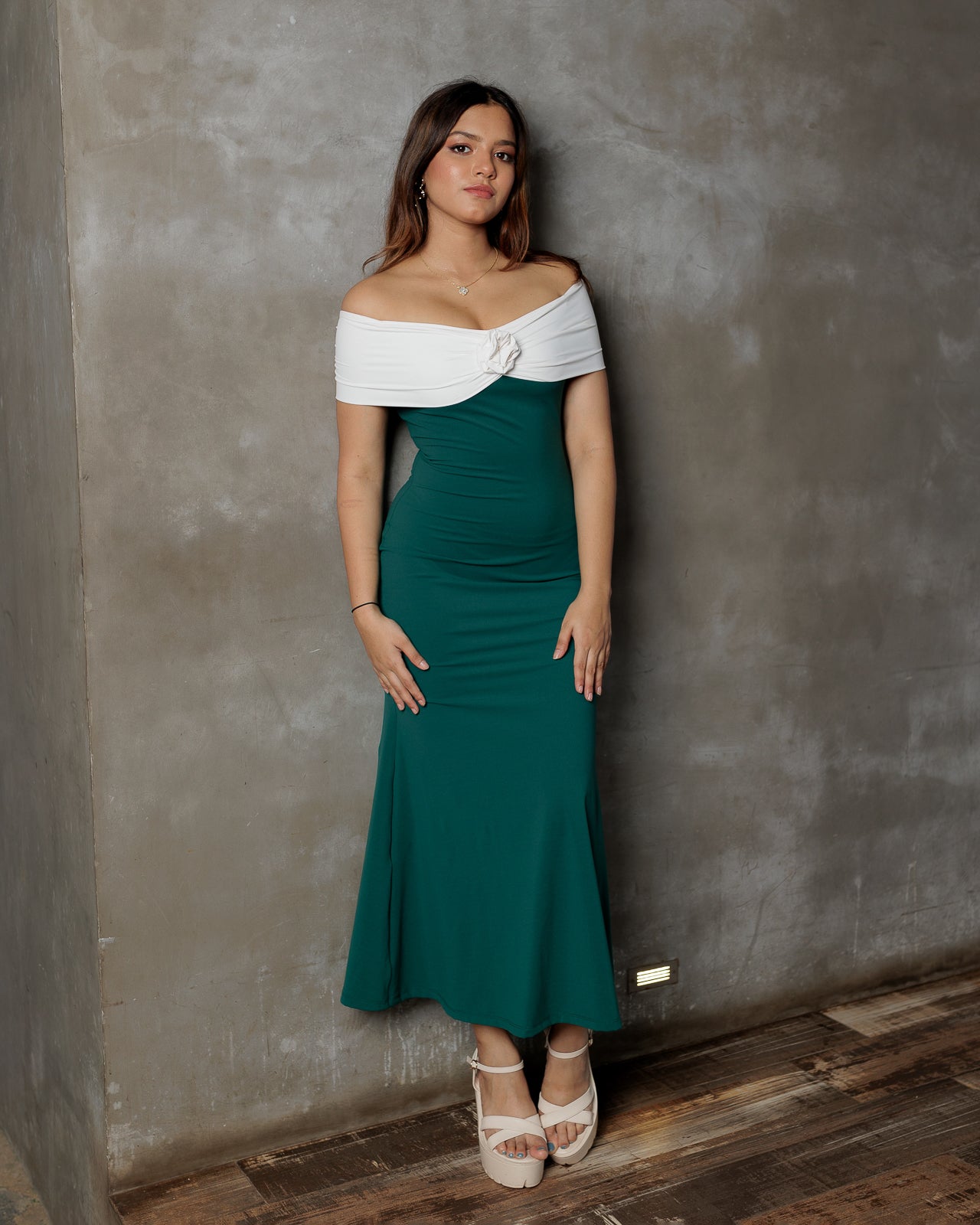 Off Shoulder Flower Detail Dress