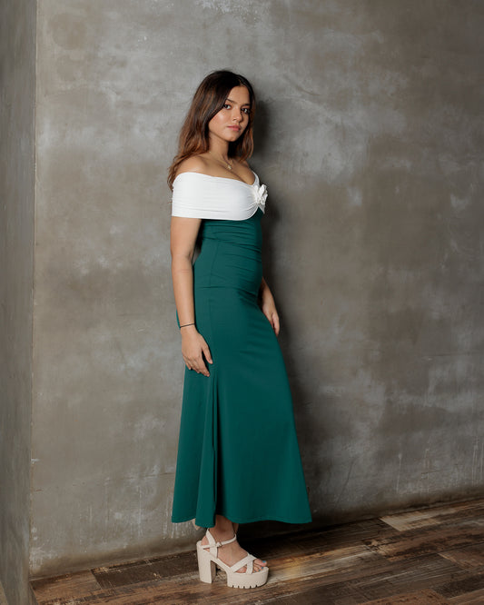 Off Shoulder Flower Detail Dress