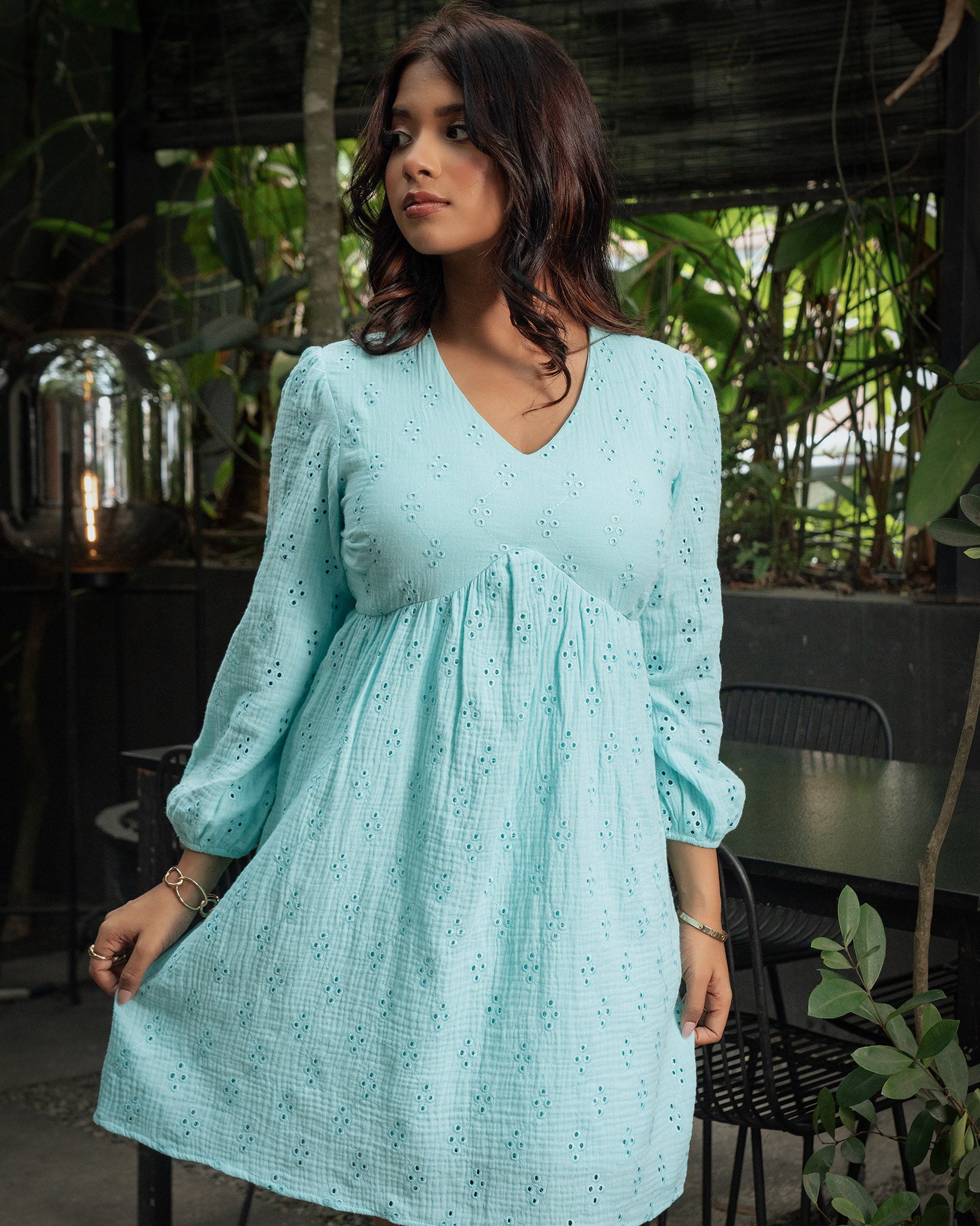 Long Sleeve Embroider Detail Dress