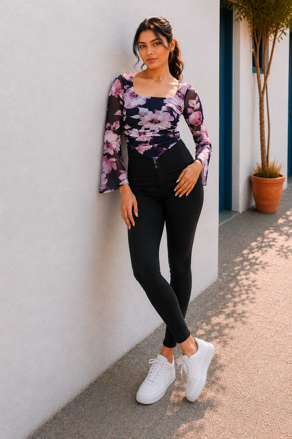 Long Sleeve Mesh Top