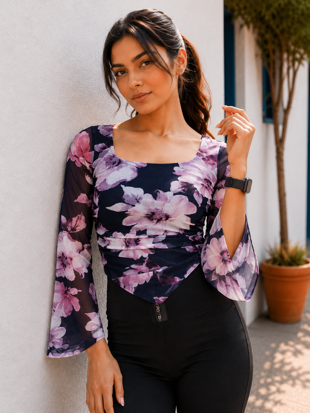 Long Sleeve Mesh Top